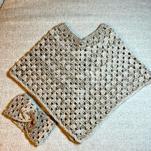 Handmade Child’s Poncho and Twist Headband/Ear Warmer for little girl  ages 2-3